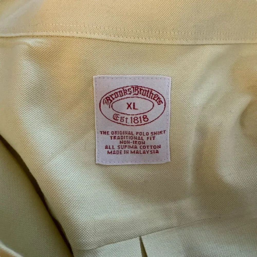 BROOKS BROTHERS XLarge‎ Long Sleeve Oxford Shirt Yellow Monogrammed - Picture 6 of 11